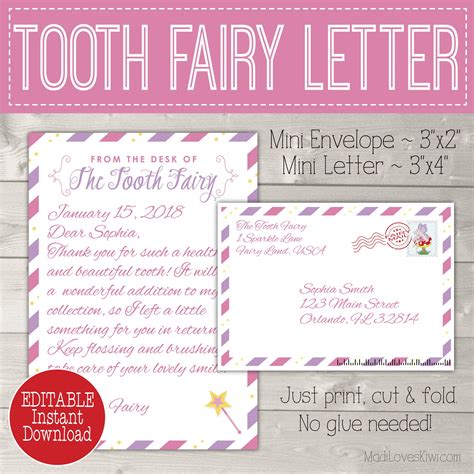 Editable Tooth Fairy Letter With Envelope | Printable Pink Intended For Free Tooth Fairy